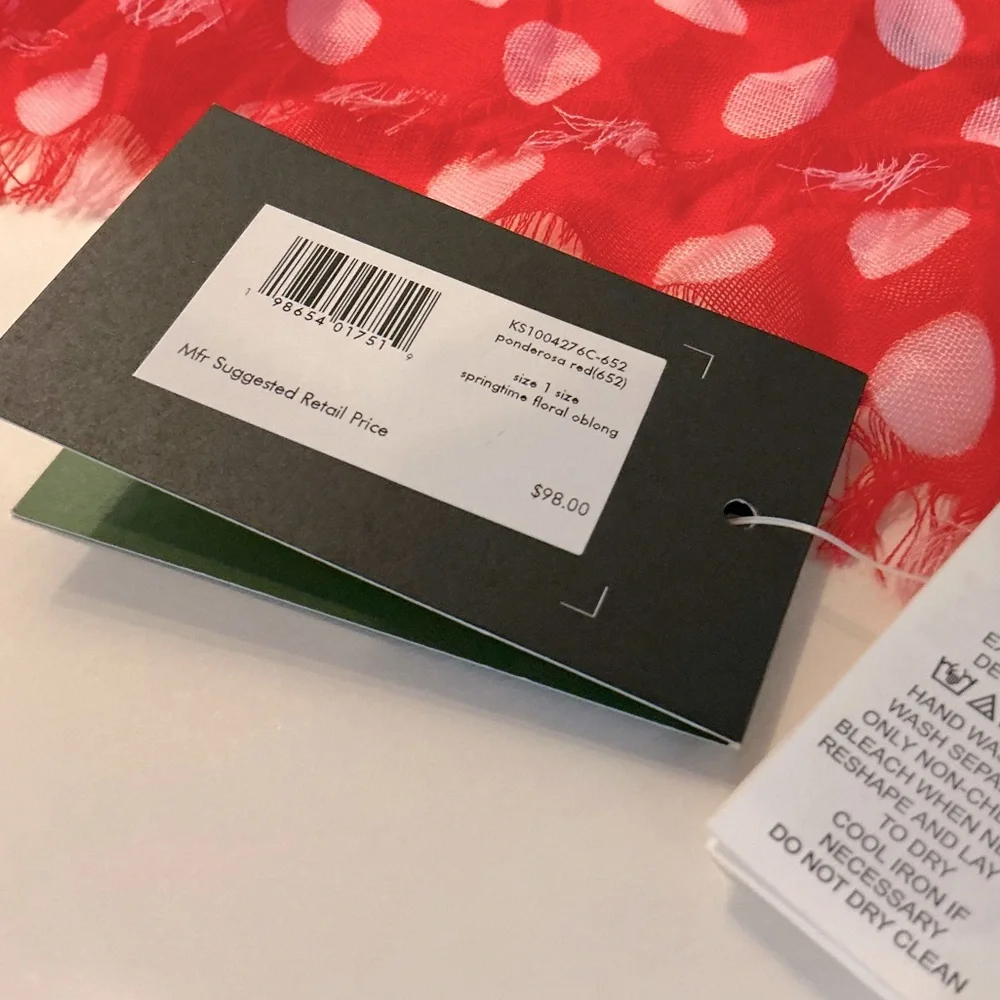 KATE SPADE, Springtime Floral Oblong Scarf in Ponderosa Red, NWT